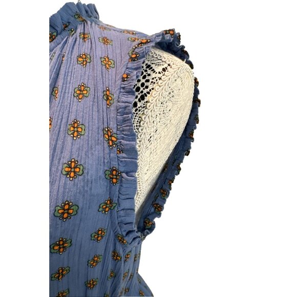 Paris Atelier &Other Stories Dress 100% cotton Blue Sleeveless BOHO size 4 fairy - Picture 7 of 15